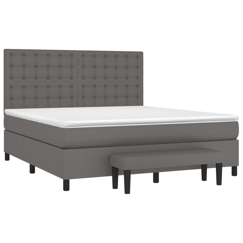 Boxspring met matras kunstleer grijs 180x200 cm is nu te koop bij PeponiXL, paradijselijk wonen!