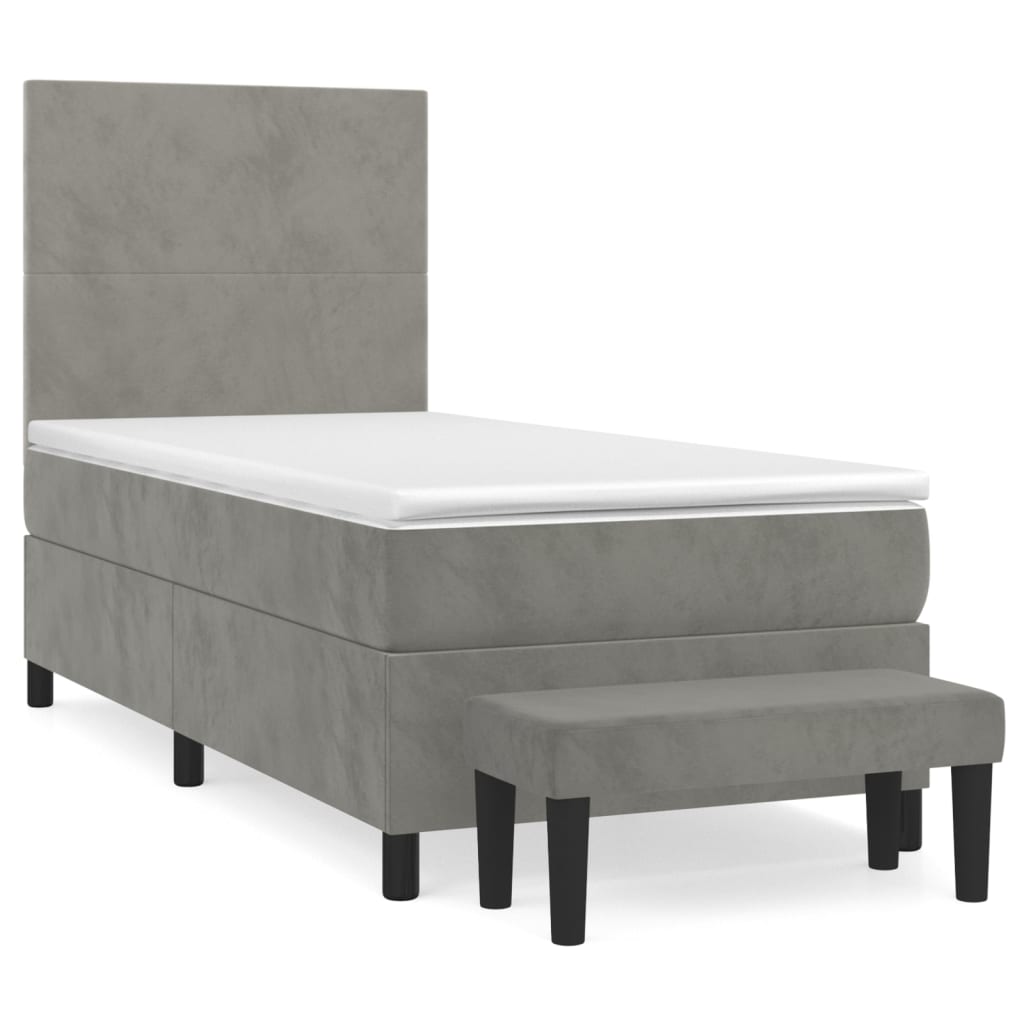 Boxspring met matras fluweel lichtgrijs 80x200 cm is nu te koop bij PeponiXL, paradijselijk wonen!