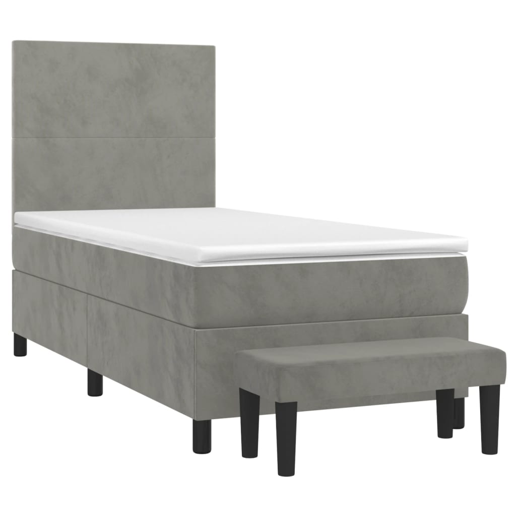 Boxspring met matras fluweel lichtgrijs 80x200 cm is nu te koop bij PeponiXL, paradijselijk wonen!