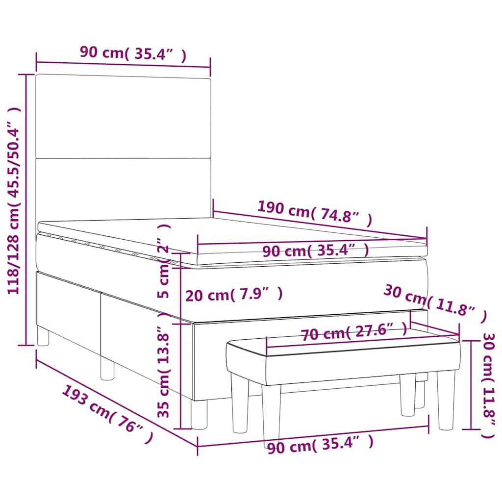 Boxspring met matras fluweel donkerblauw 90x190 cm is nu te koop bij PeponiXL, paradijselijk wonen!