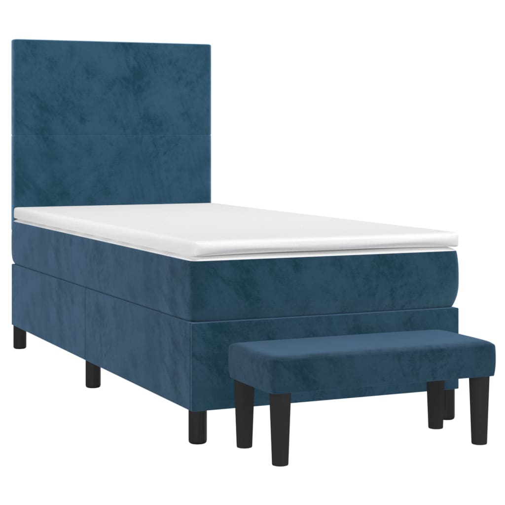 Boxspring met matras fluweel donkerblauw 90x200 cm is nu te koop bij PeponiXL, paradijselijk wonen!