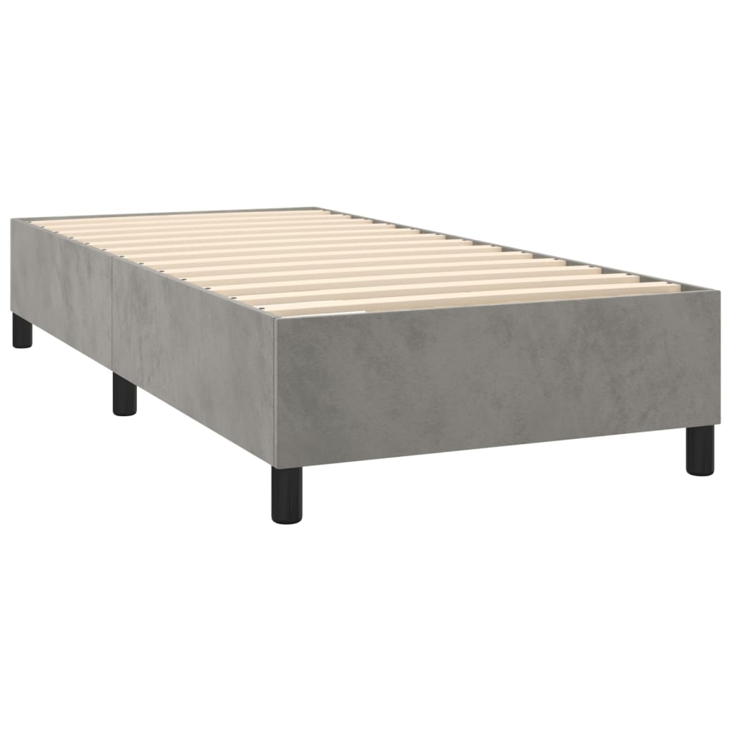 Boxspring met matras fluweel lichtgrijs 100x200 cm is nu te koop bij PeponiXL, paradijselijk wonen!