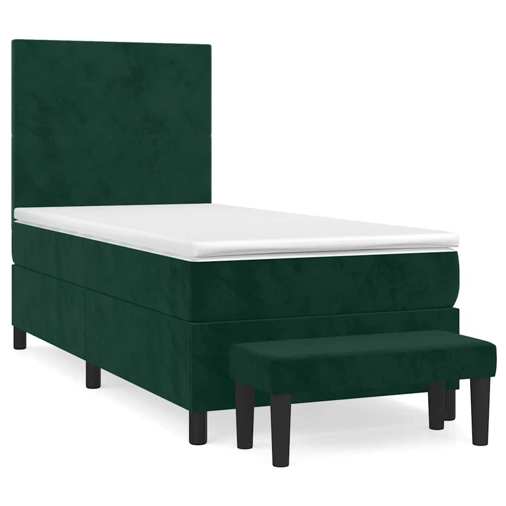 Boxspring met matras fluweel donkergroen 100x200 cm is nu te koop bij PeponiXL, paradijselijk wonen!