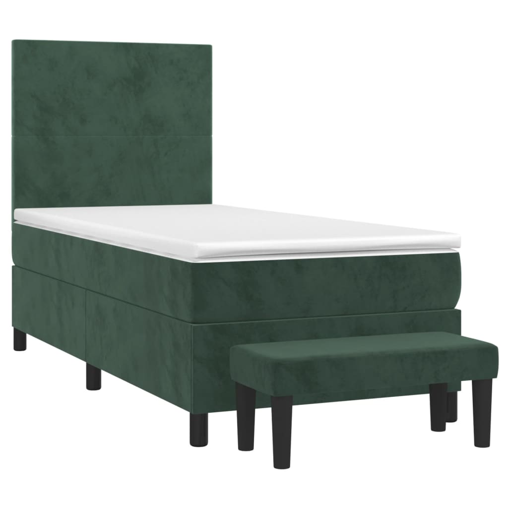 Boxspring met matras fluweel donkergroen 100x200 cm is nu te koop bij PeponiXL, paradijselijk wonen!