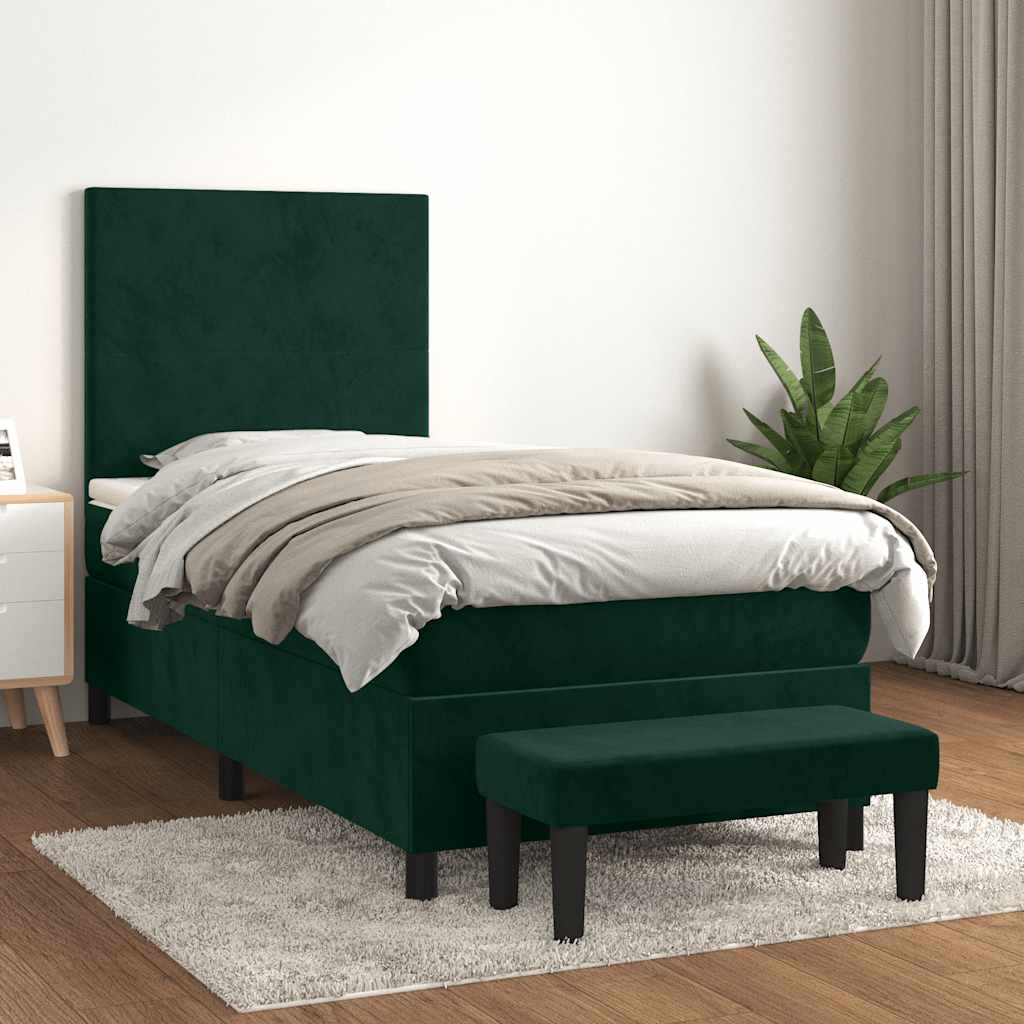Boxspring met matras fluweel donkergroen 100x200 cm is nu te koop bij PeponiXL, paradijselijk wonen!