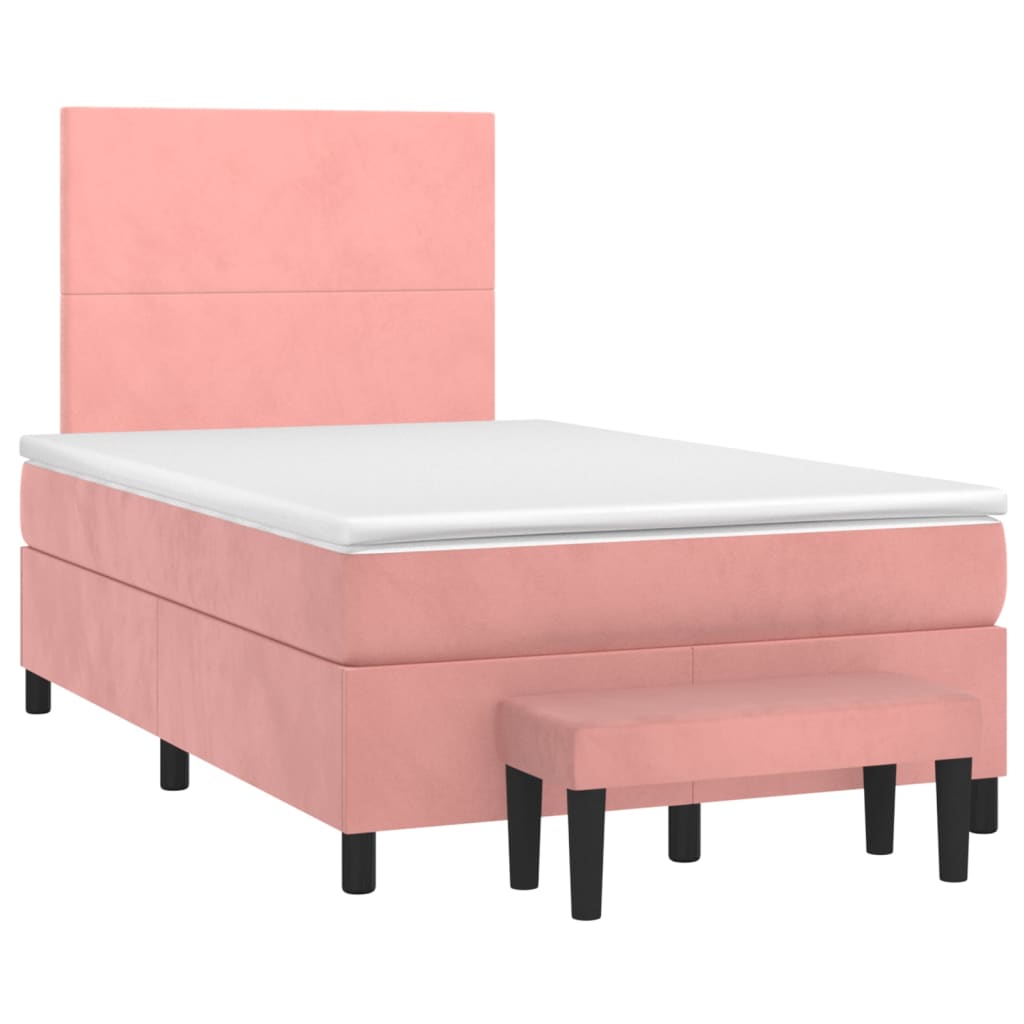 Boxspring met matras fluweel roze 120x200 cm is nu te koop bij PeponiXL, paradijselijk wonen!