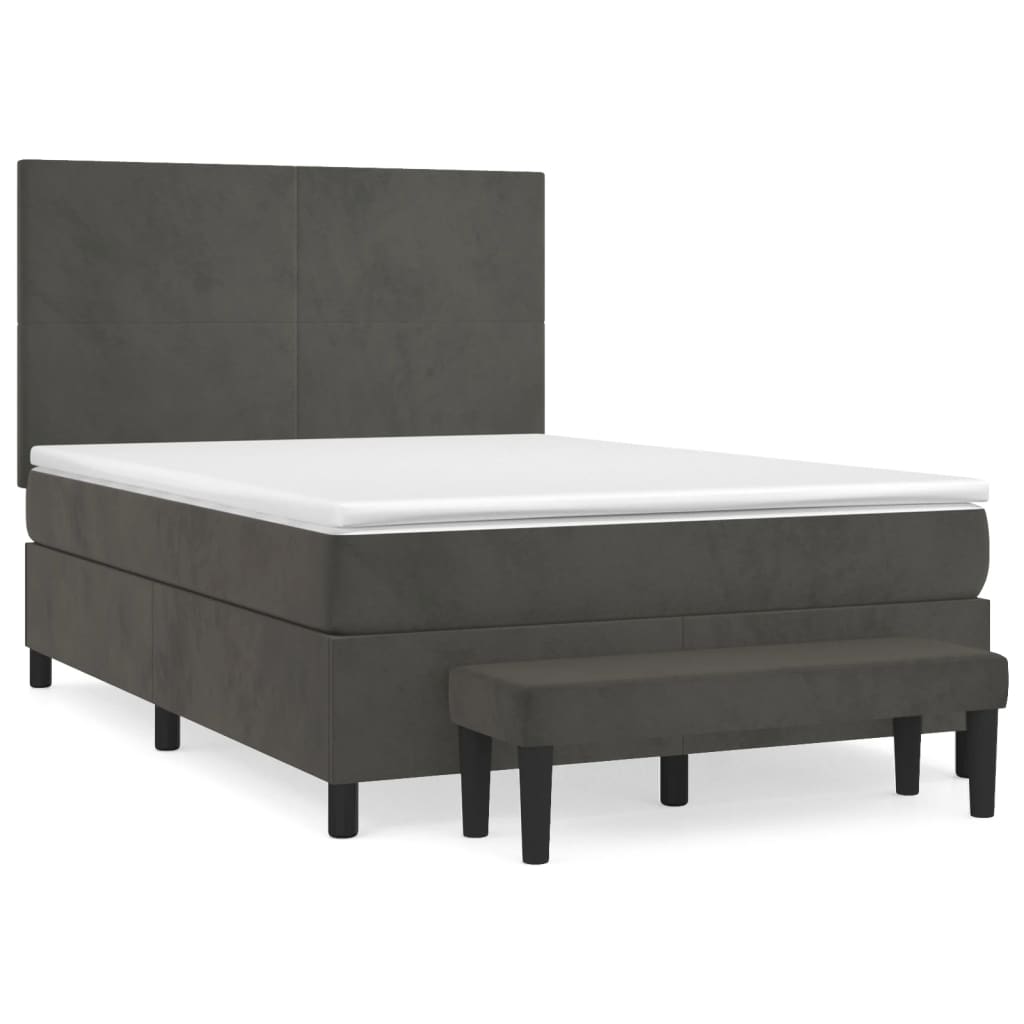 Boxspring met matras fluweel donkergrijs 140x190 cm is nu te koop bij PeponiXL, paradijselijk wonen!
