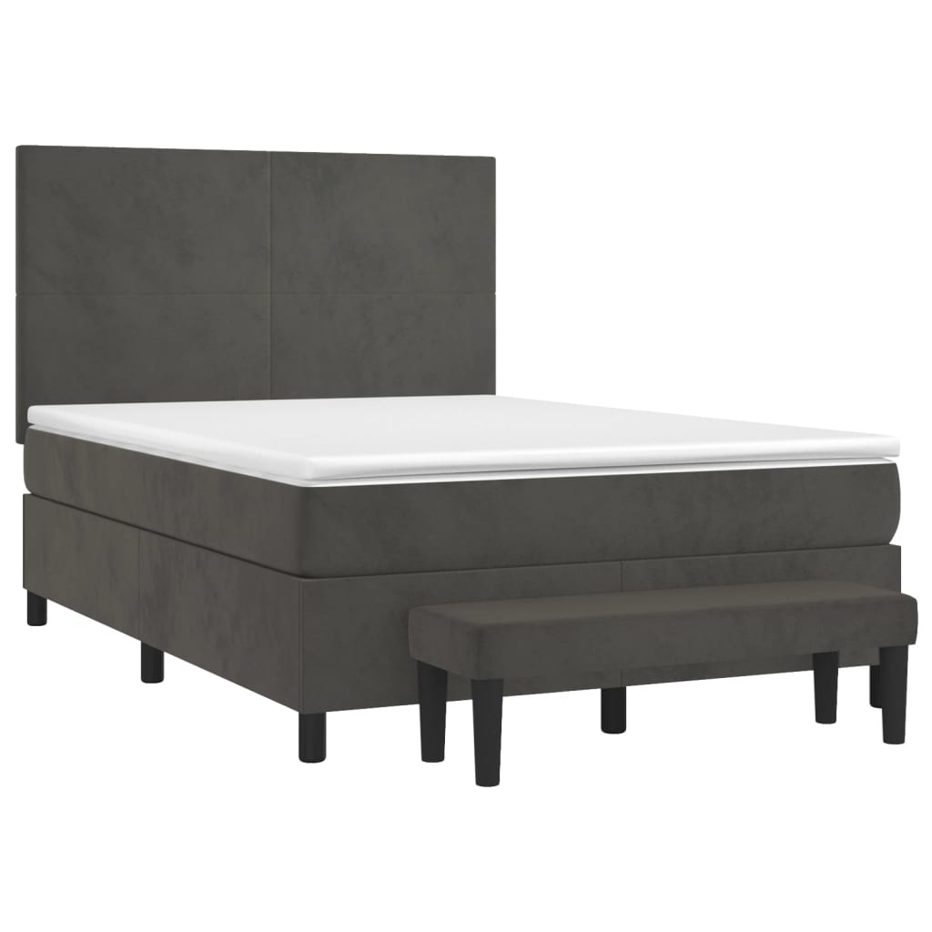 Boxspring met matras fluweel donkergrijs 140x190 cm is nu te koop bij PeponiXL, paradijselijk wonen!