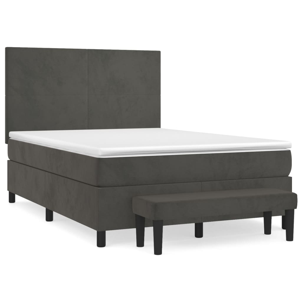Boxspring met matras fluweel donkergrijs 140x200 cm is nu te koop bij PeponiXL, paradijselijk wonen!