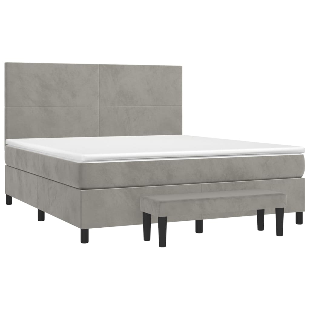 Boxspring met matras fluweel lichtgrijs 160x200 cm is nu te koop bij PeponiXL, paradijselijk wonen!