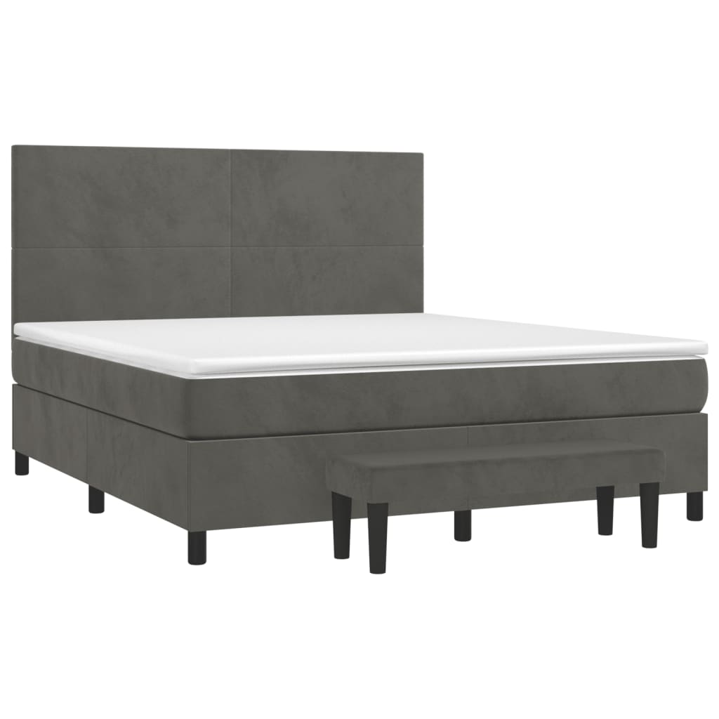 Boxspring met matras fluweel donkergrijs 160x200 cm is nu te koop bij PeponiXL, paradijselijk wonen!