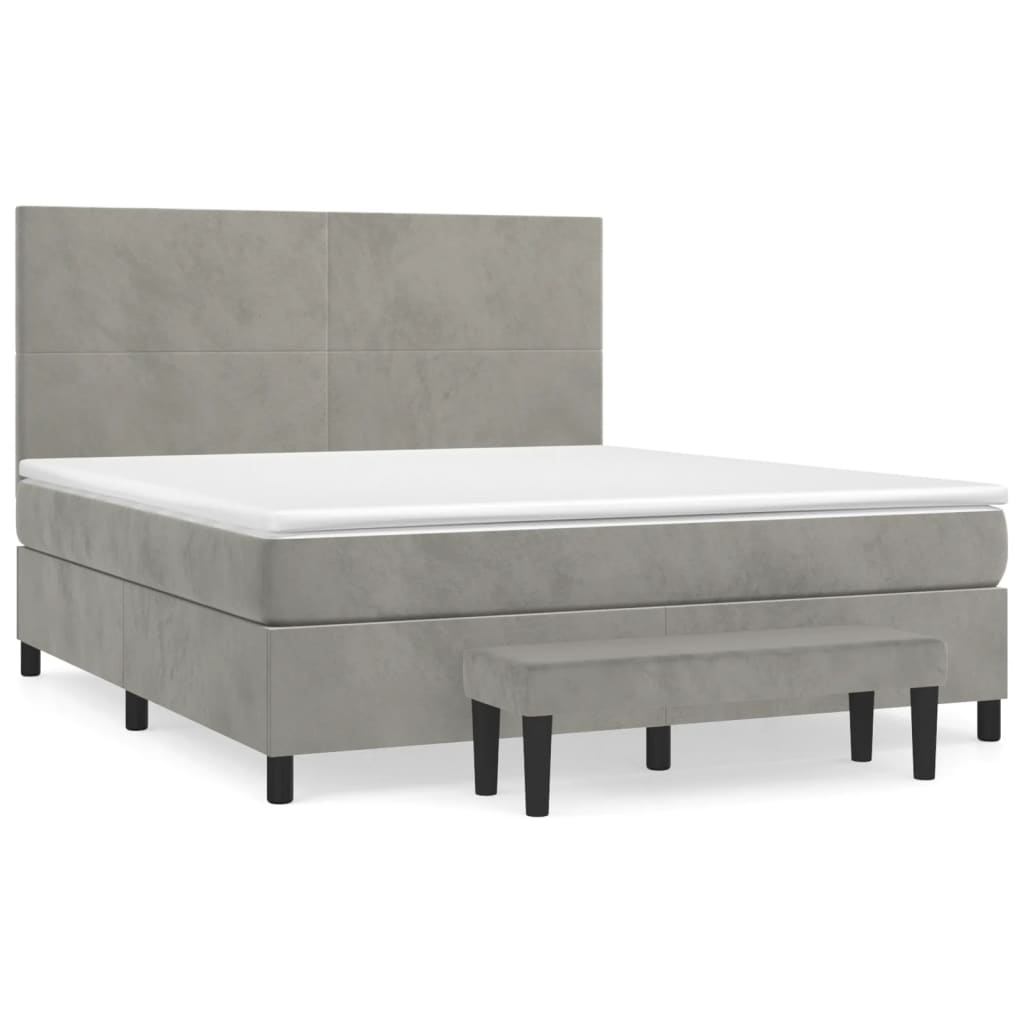 Boxspring met matras fluweel lichtgrijs 180x200 cm is nu te koop bij PeponiXL, paradijselijk wonen!