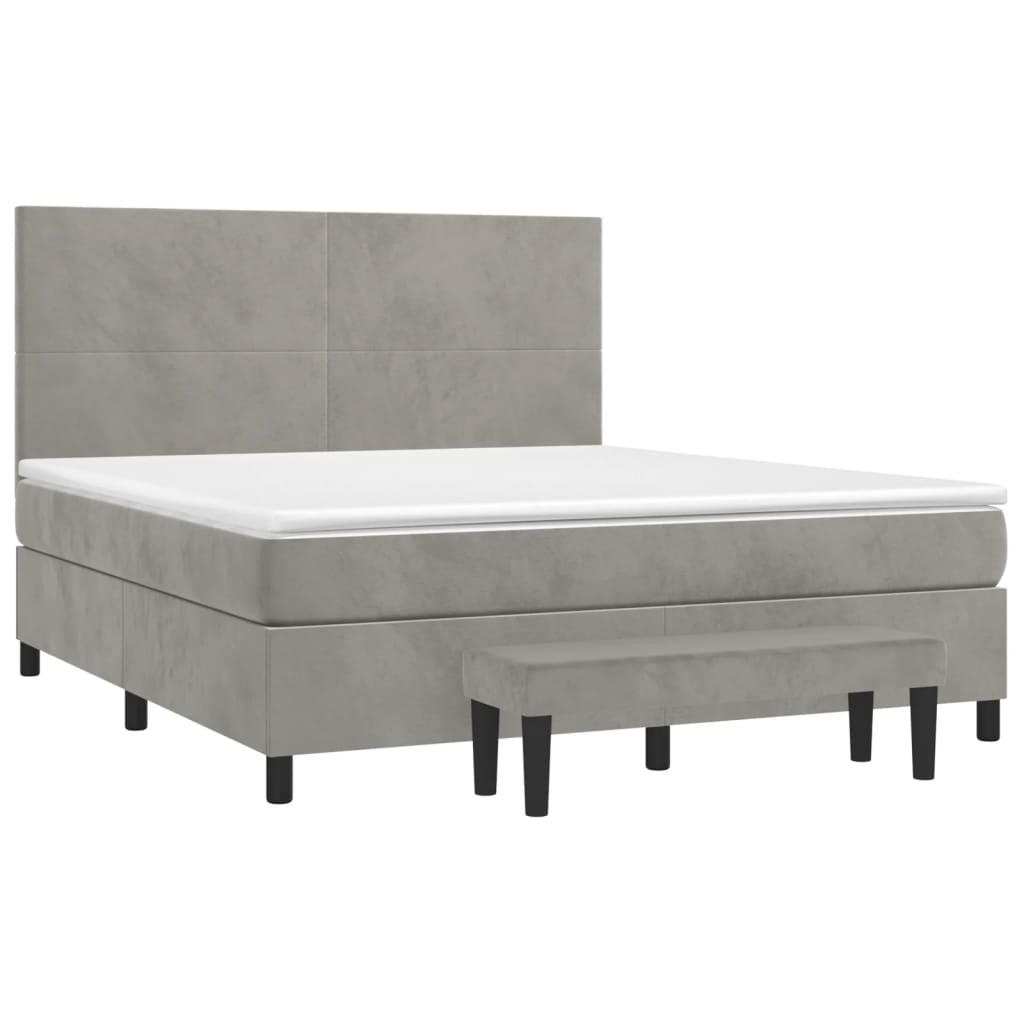 Boxspring met matras fluweel lichtgrijs 180x200 cm is nu te koop bij PeponiXL, paradijselijk wonen!
