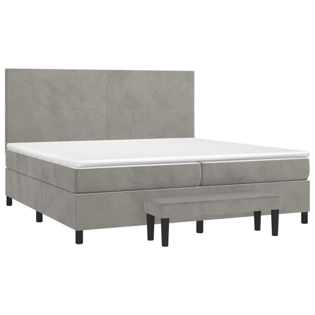 Boxspring met matras fluweel lichtgrijs 200x200 cm is nu te koop bij PeponiXL, paradijselijk wonen!