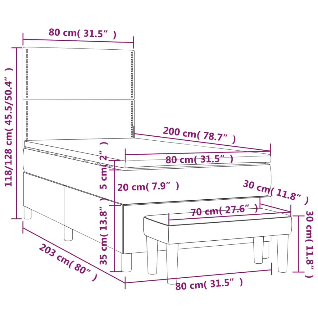 Boxspring met matras fluweel roze 80x200 cm is nu te koop bij PeponiXL, paradijselijk wonen!