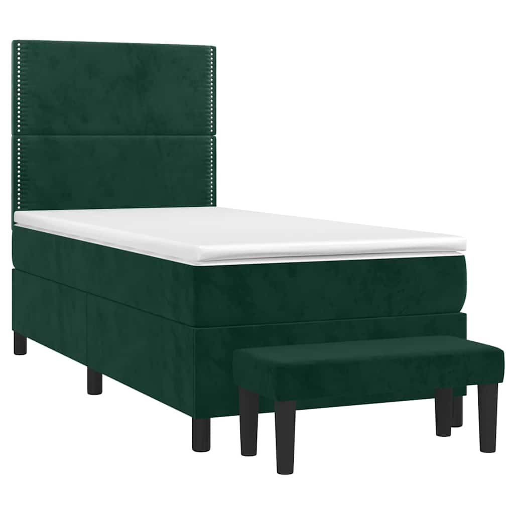 Boxspring met matras fluweel donkergroen 90x190 cm is nu te koop bij PeponiXL, paradijselijk wonen!
