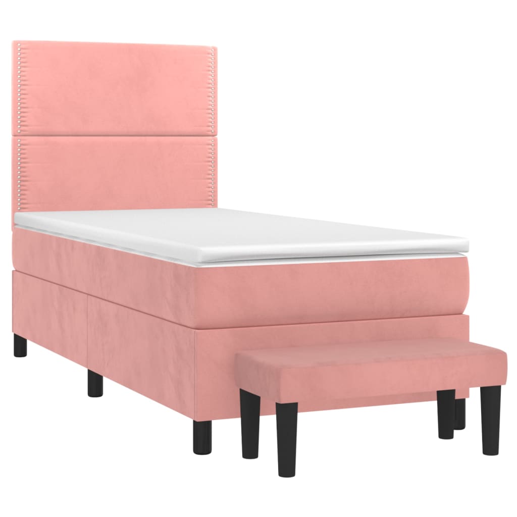 Boxspring met matras fluweel roze 90x190 cm is nu te koop bij PeponiXL, paradijselijk wonen!