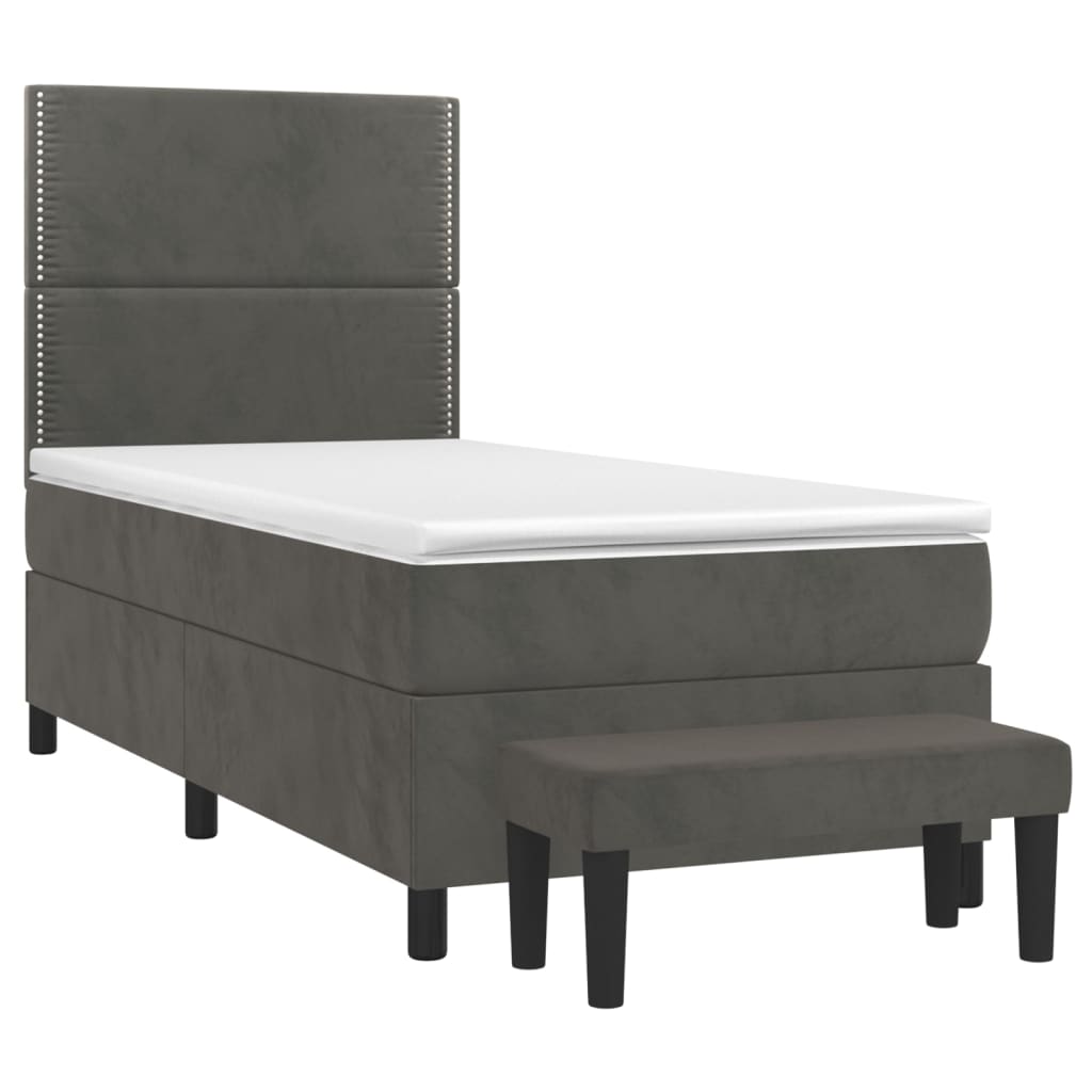 Boxspring met matras fluweel donkergrijs 90x200 cm is nu te koop bij PeponiXL, paradijselijk wonen!