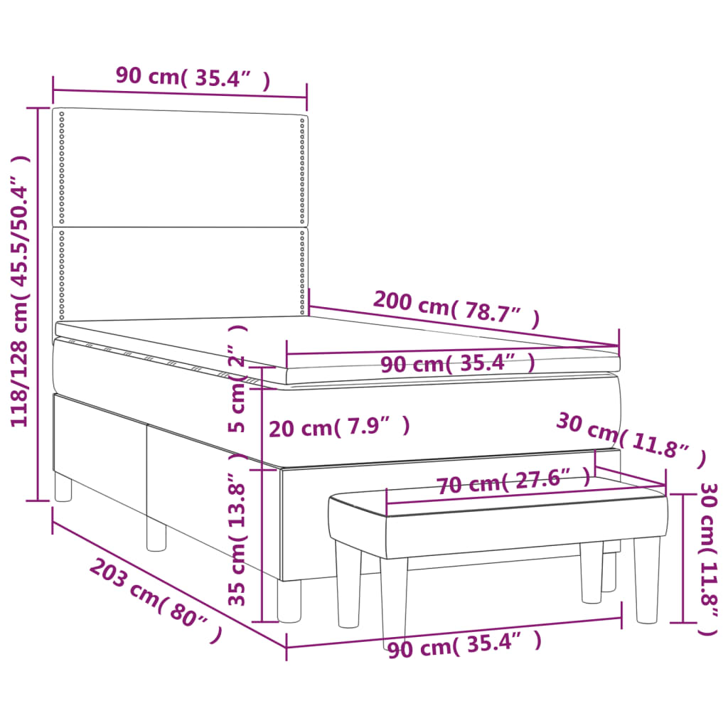 Boxspring met matras fluweel donkergrijs 90x200 cm is nu te koop bij PeponiXL, paradijselijk wonen!