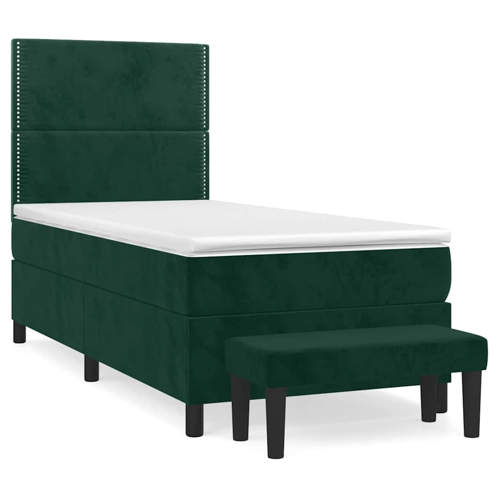 Boxspring met matras fluweel donkergroen 90x200 cm is nu te koop bij PeponiXL, paradijselijk wonen!