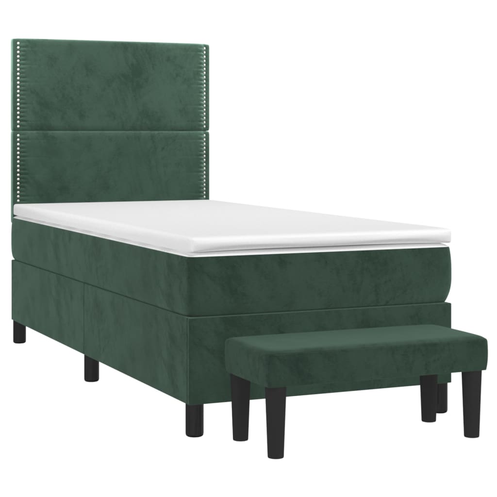 Boxspring met matras fluweel donkergroen 90x200 cm is nu te koop bij PeponiXL, paradijselijk wonen!
