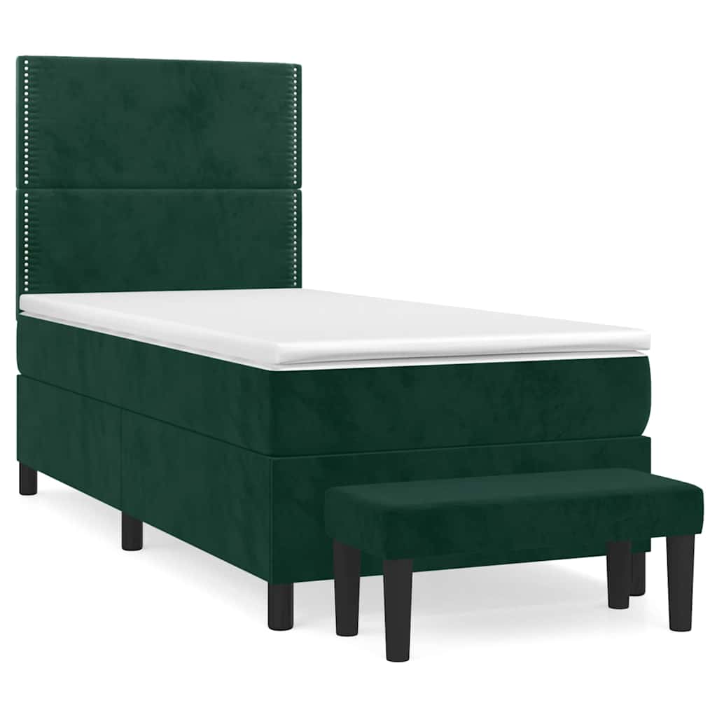 Boxspring met matras fluweel donkergroen 100x200 cm is nu te koop bij PeponiXL, paradijselijk wonen!