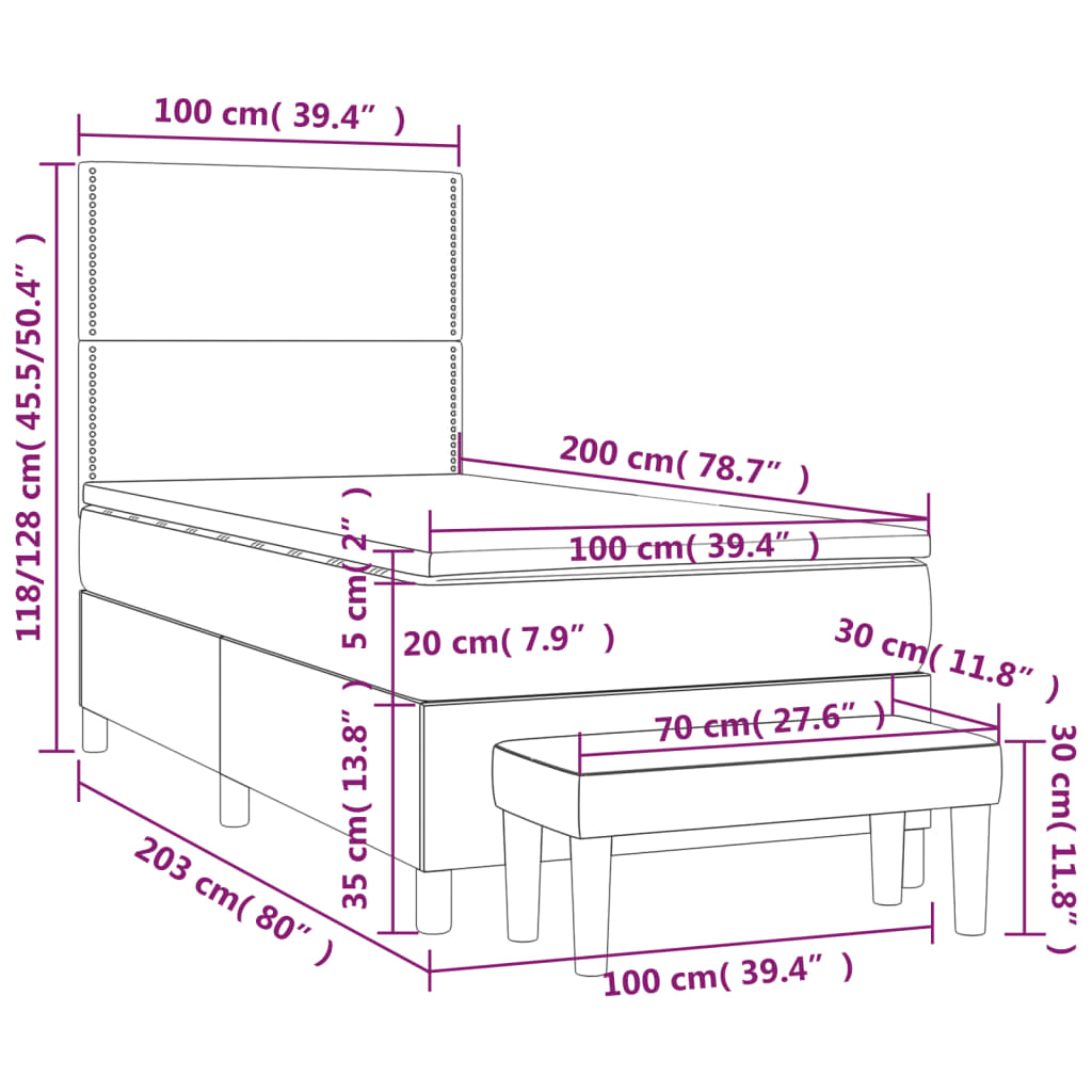 Boxspring met matras fluweel donkergroen 100x200 cm is nu te koop bij PeponiXL, paradijselijk wonen!