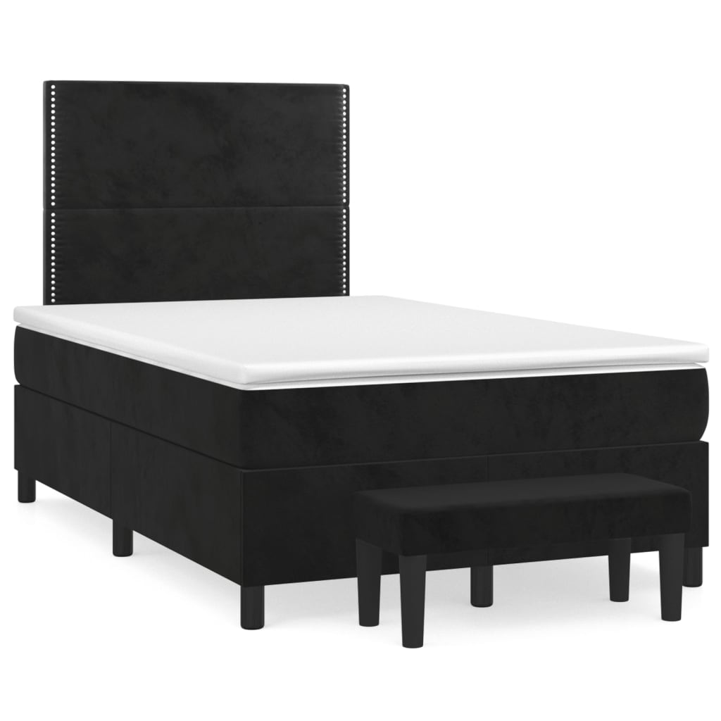Boxspring met matras fluweel zwart 120x200 cm is nu te koop bij PeponiXL, paradijselijk wonen!