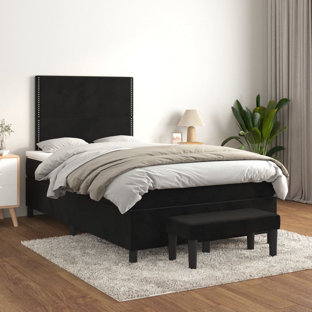 Boxspring met matras fluweel zwart 120x200 cm is nu te koop bij PeponiXL, paradijselijk wonen!