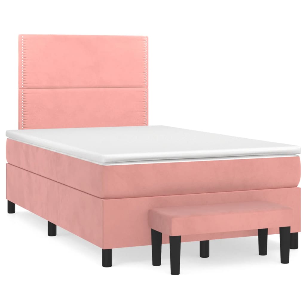 Boxspring met matras fluweel roze 120x200 cm is nu te koop bij PeponiXL, paradijselijk wonen!