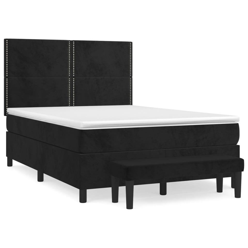 Boxspring met matras fluweel zwart 140x190 cm is nu te koop bij PeponiXL, paradijselijk wonen!