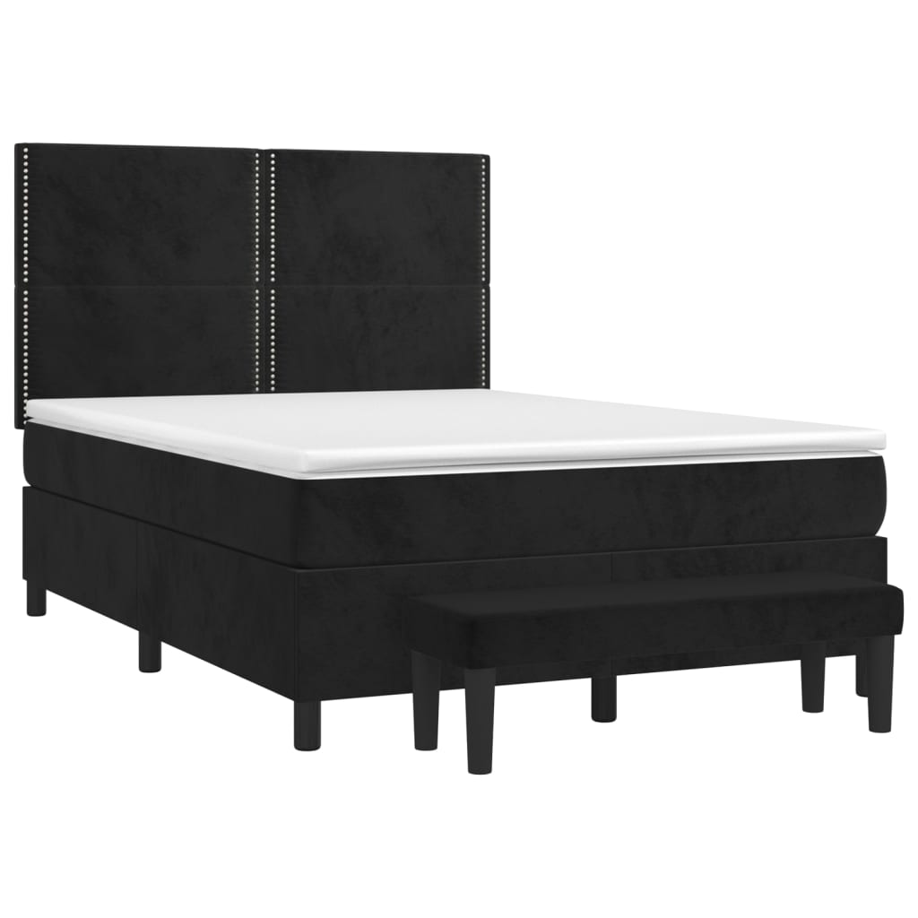 Boxspring met matras fluweel zwart 140x190 cm is nu te koop bij PeponiXL, paradijselijk wonen!