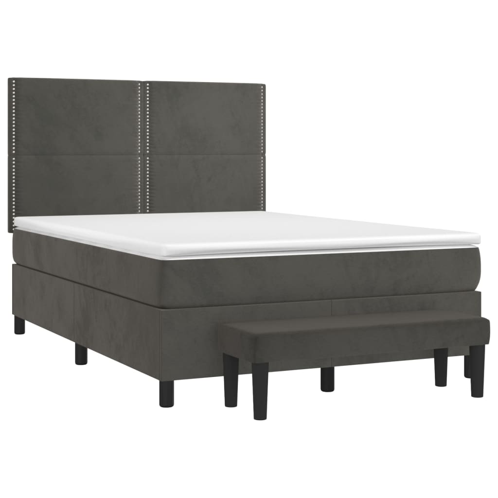 Boxspring met matras fluweel donkergrijs 140x200 cm is nu te koop bij PeponiXL, paradijselijk wonen!