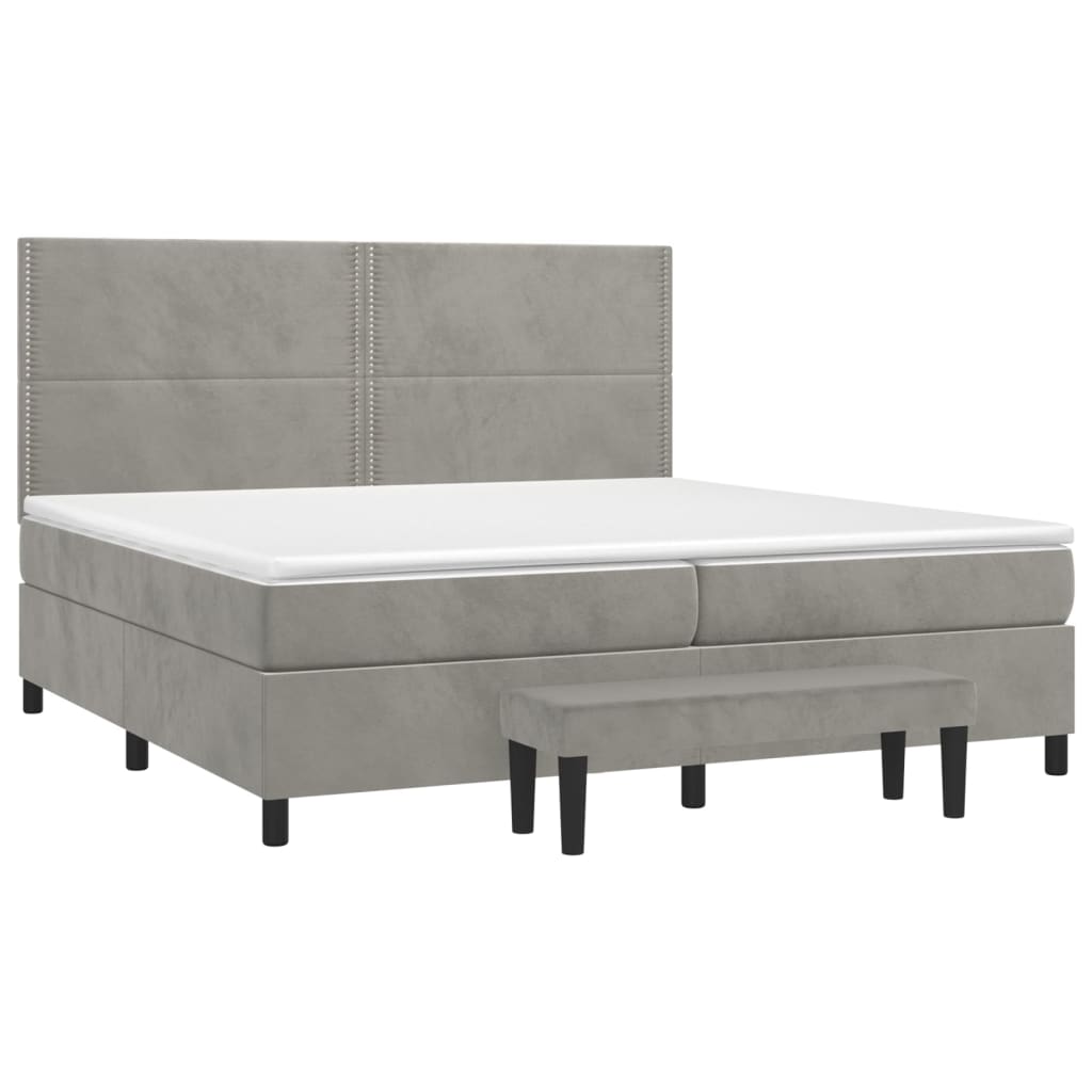Boxspring met matras fluweel lichtgrijs 200x200 cm is nu te koop bij PeponiXL, paradijselijk wonen!