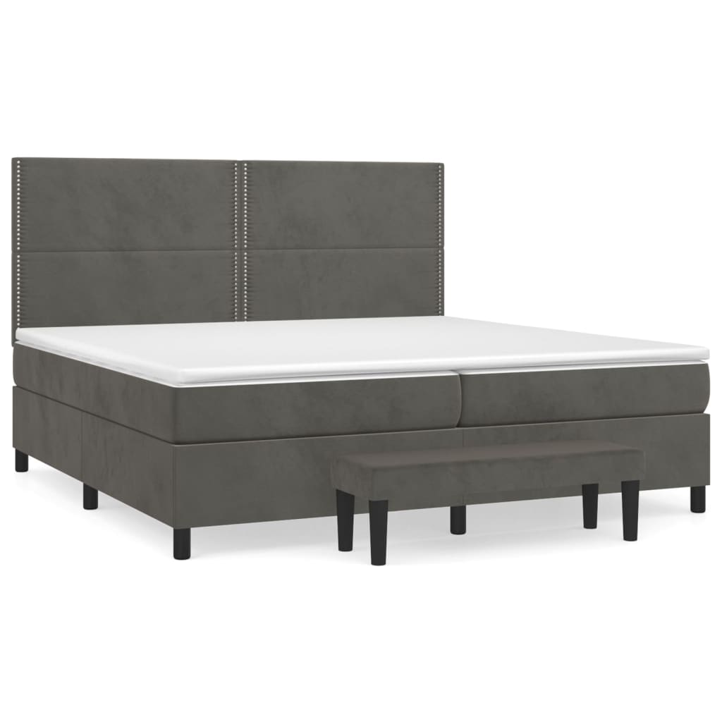 Boxspring met matras fluweel donkergrijs 200x200 cm is nu te koop bij PeponiXL, paradijselijk wonen!