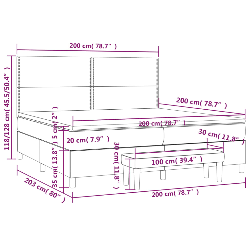 Boxspring met matras fluweel donkergrijs 200x200 cm is nu te koop bij PeponiXL, paradijselijk wonen!