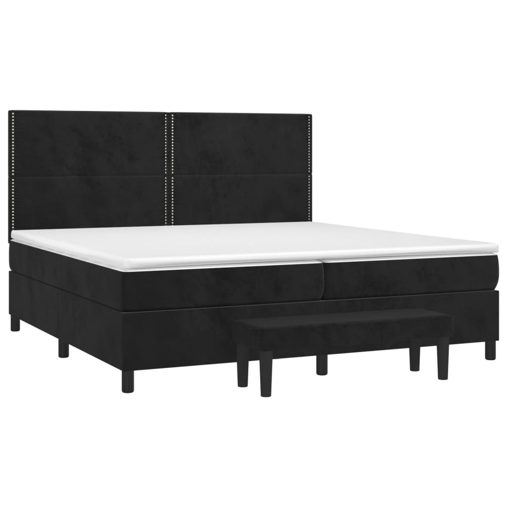 Boxspring met matras fluweel zwart 200x200 cm is nu te koop bij PeponiXL, paradijselijk wonen!