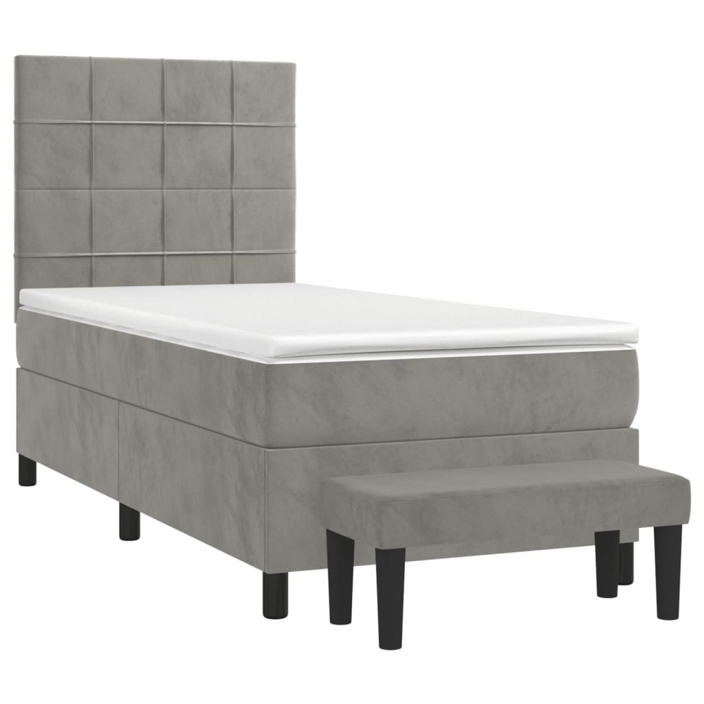 Boxspring met matras fluweel lichtgrijs 80x200 cm is nu te koop bij PeponiXL, paradijselijk wonen!