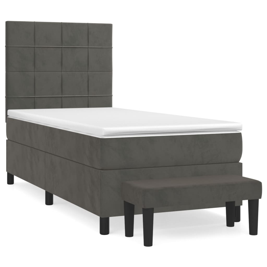 Boxspring met matras fluweel donkergrijs 100x200 cm is nu te koop bij PeponiXL, paradijselijk wonen!