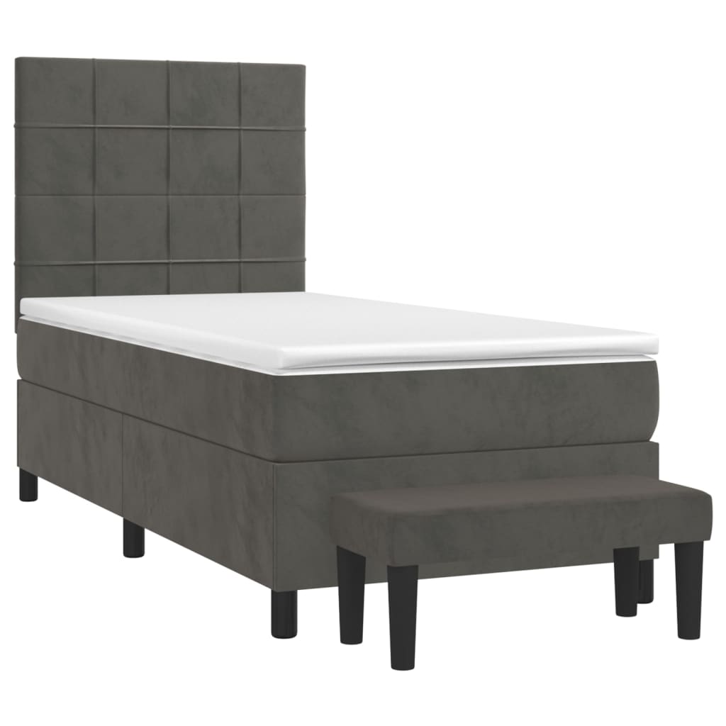 Boxspring met matras fluweel donkergrijs 100x200 cm is nu te koop bij PeponiXL, paradijselijk wonen!