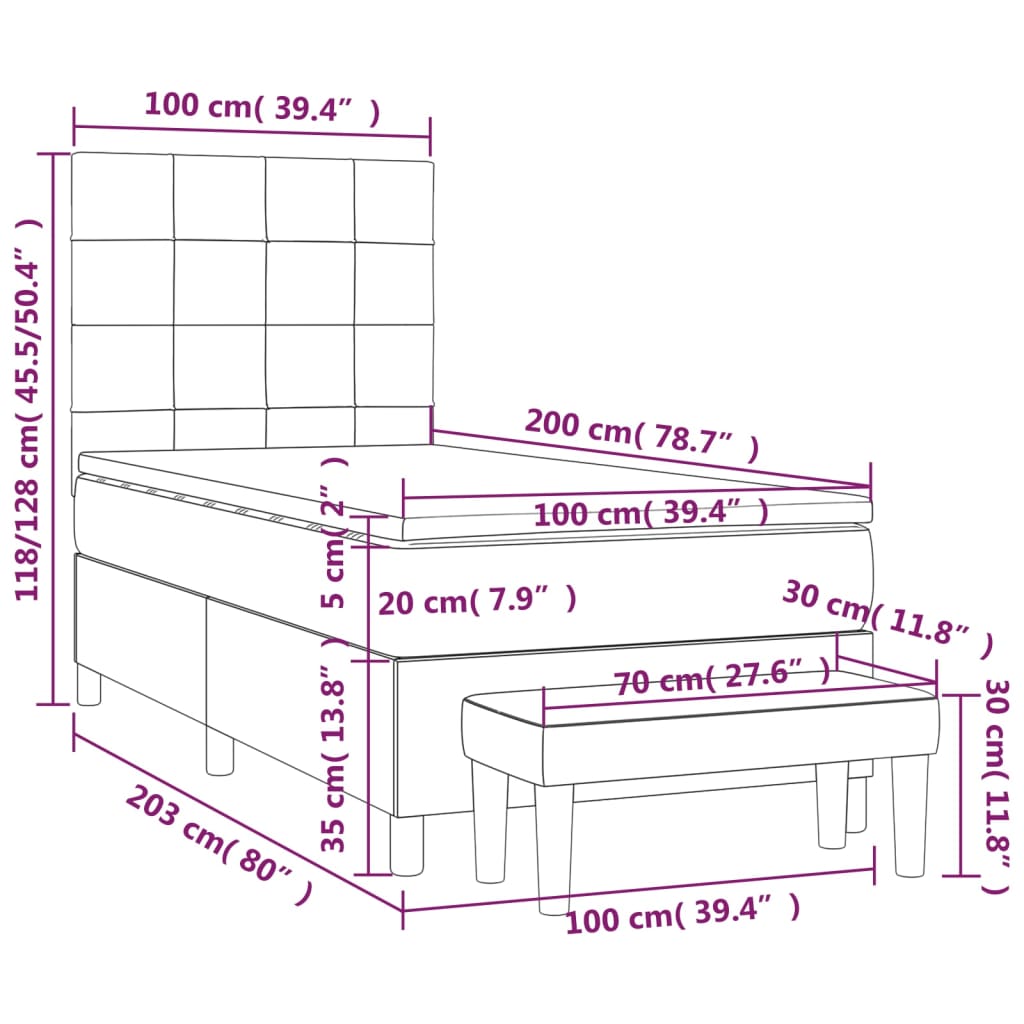 Boxspring met matras fluweel donkergrijs 100x200 cm is nu te koop bij PeponiXL, paradijselijk wonen!