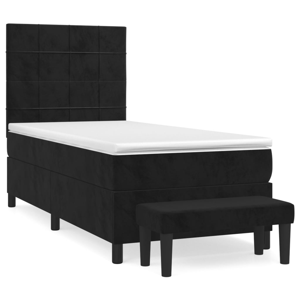 Boxspring met matras fluweel zwart 100x200 cm is nu te koop bij PeponiXL, paradijselijk wonen!