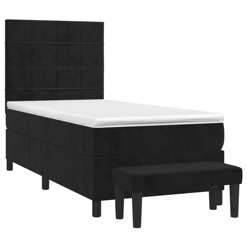 Boxspring met matras fluweel zwart 100x200 cm is nu te koop bij PeponiXL, paradijselijk wonen!