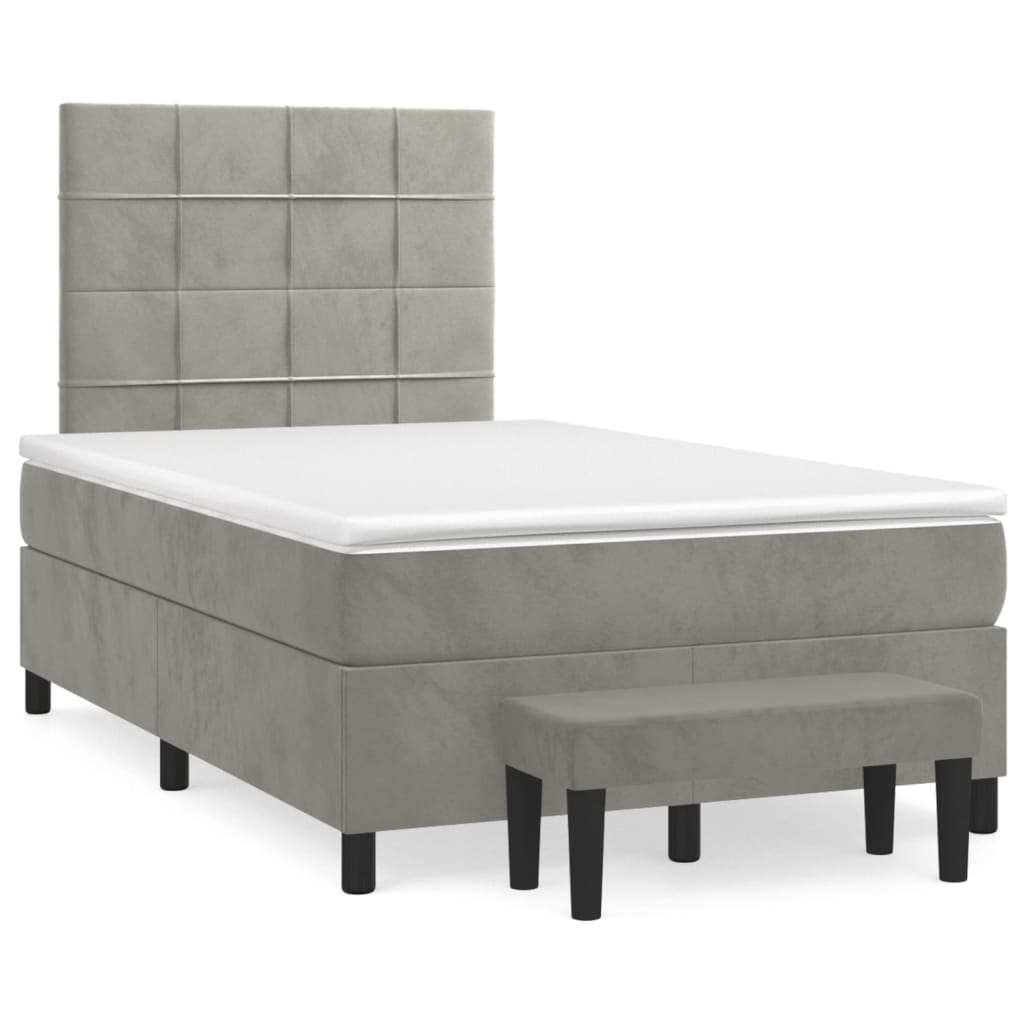 Boxspring met matras fluweel lichtgrijs 120x200 cm is nu te koop bij PeponiXL, paradijselijk wonen!