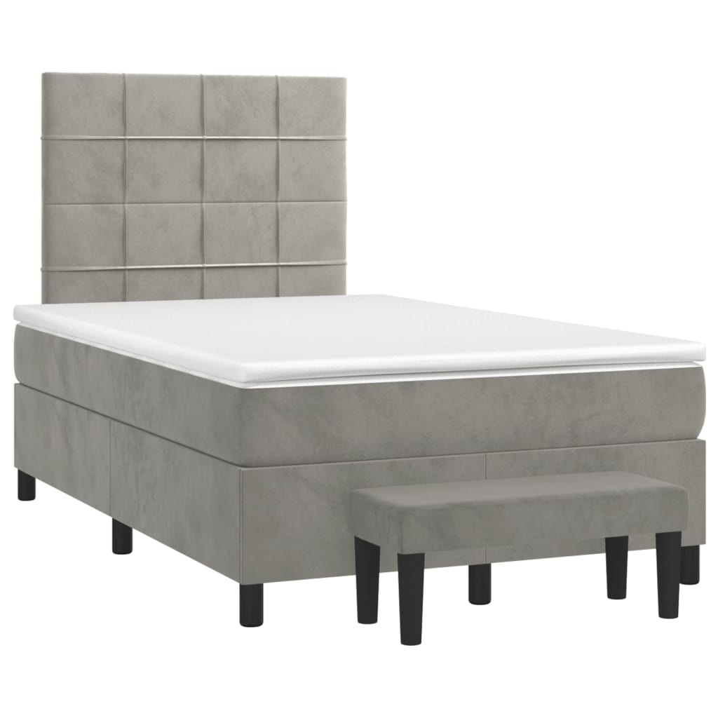Boxspring met matras fluweel lichtgrijs 120x200 cm is nu te koop bij PeponiXL, paradijselijk wonen!
