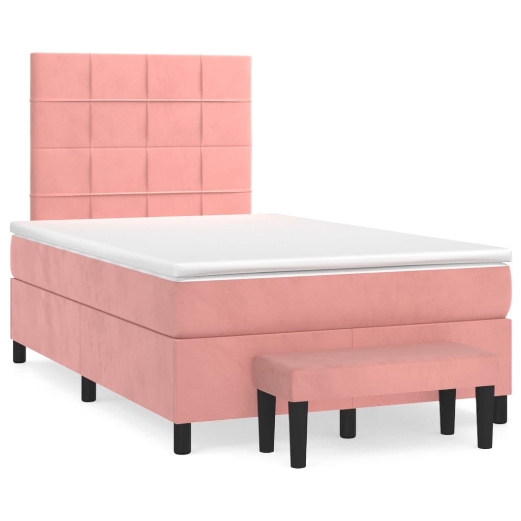 Boxspring met matras fluweel roze 120x200 cm is nu te koop bij PeponiXL, paradijselijk wonen!