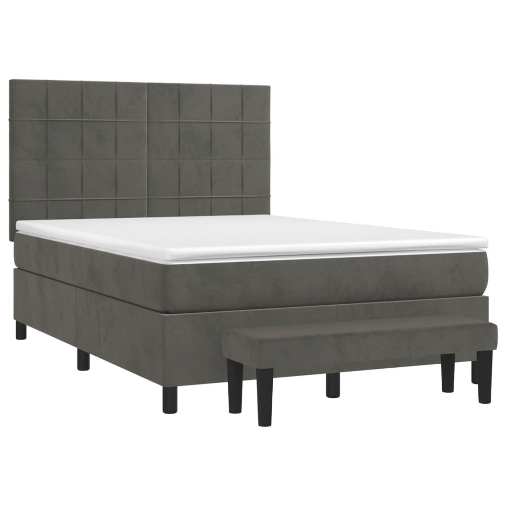 Boxspring met matras fluweel donkergrijs 140x190 cm is nu te koop bij PeponiXL, paradijselijk wonen!