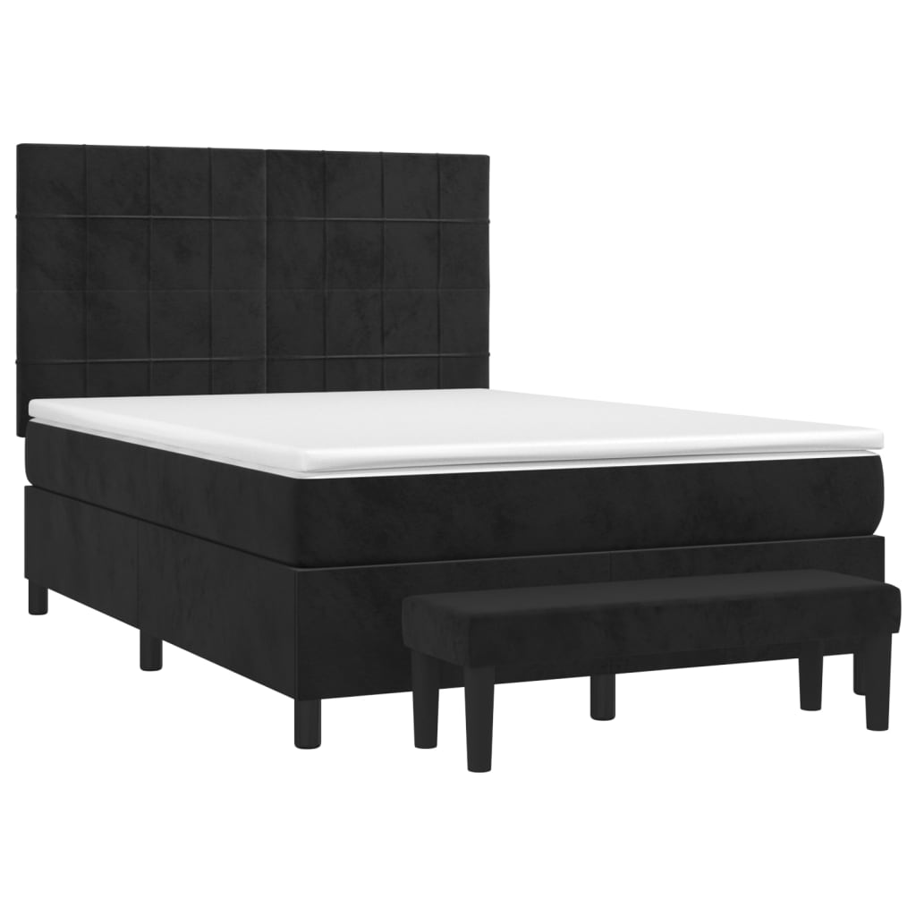 Boxspring met matras fluweel zwart 140x190 cm is nu te koop bij PeponiXL, paradijselijk wonen!