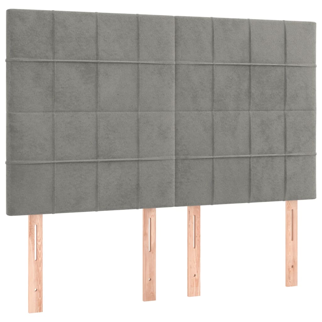 Boxspring met matras fluweel lichtgrijs 140x200 cm is nu te koop bij PeponiXL, paradijselijk wonen!