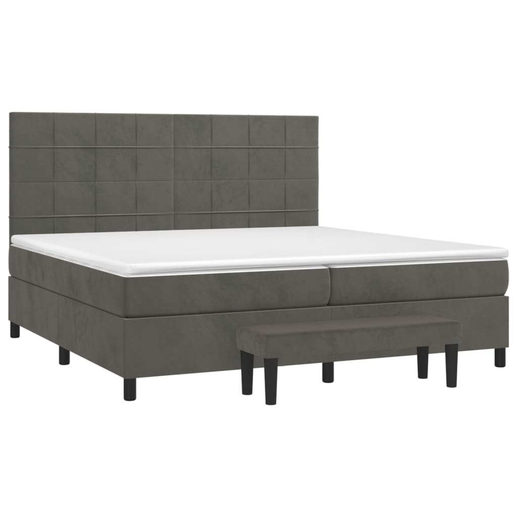 Boxspring met matras fluweel donkergrijs 200x200 cm is nu te koop bij PeponiXL, paradijselijk wonen!